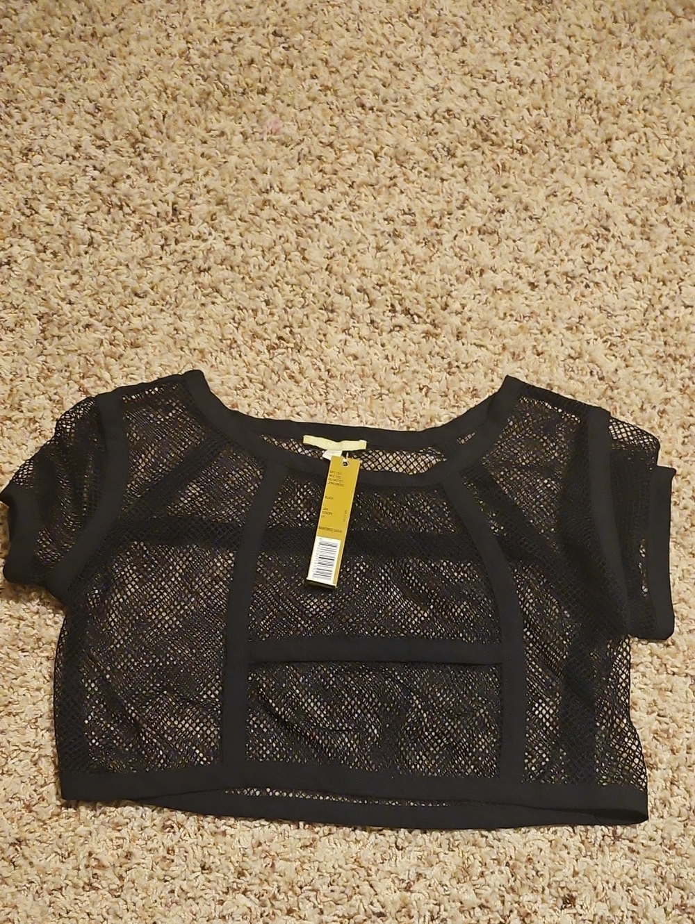 Gianni Bini Black Mesh Crop Tank Top